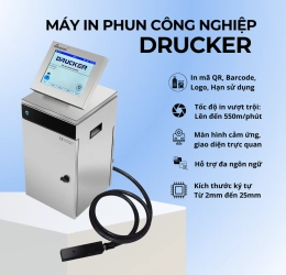 Máy in phun công nghiệp Drucker – In mã QR, Barcode, ngày sản xuất chính xác