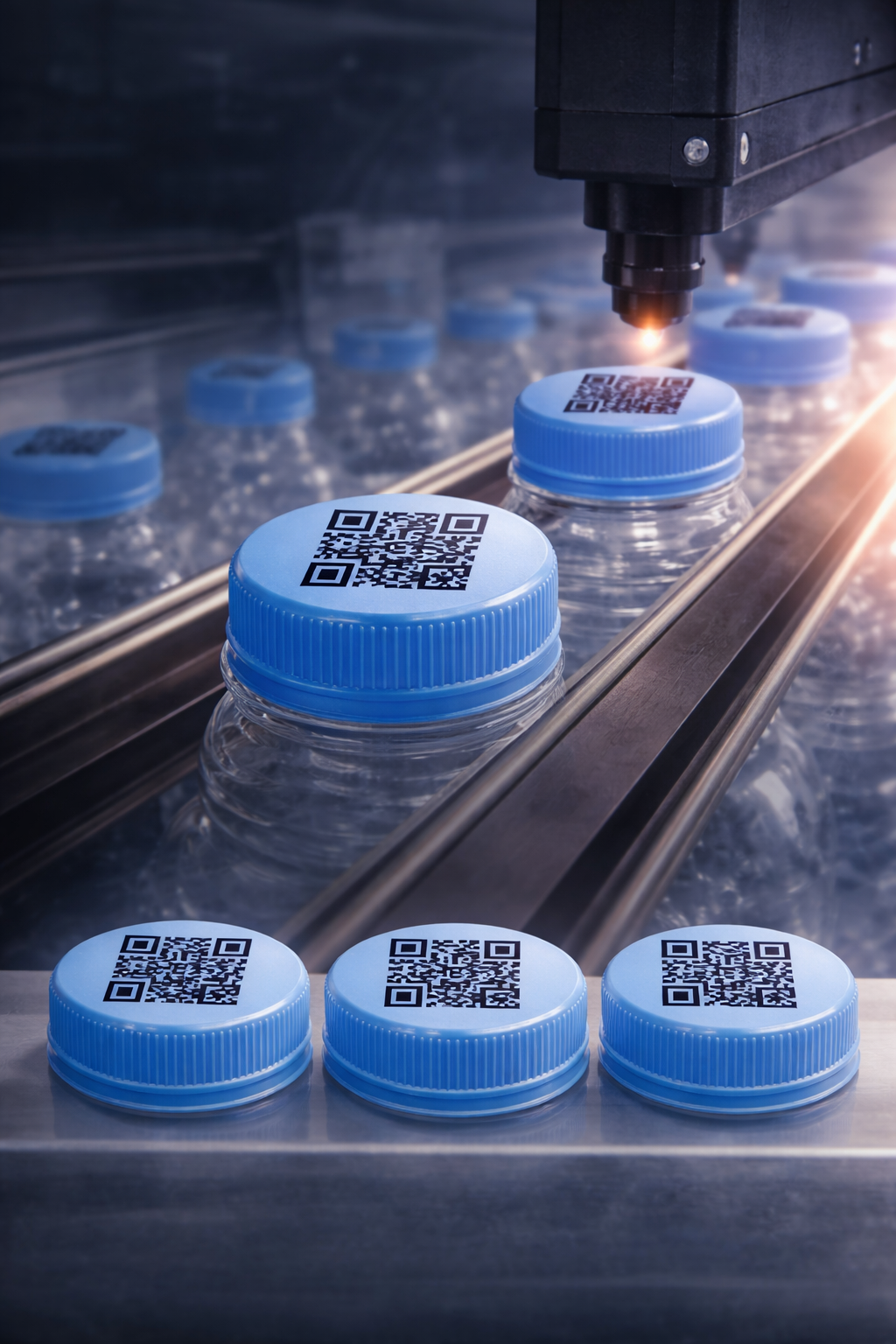 In mã truy xuất lên nắp chai 