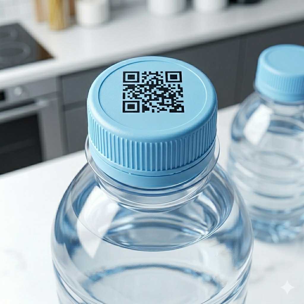 In mã QR trên chai nước 